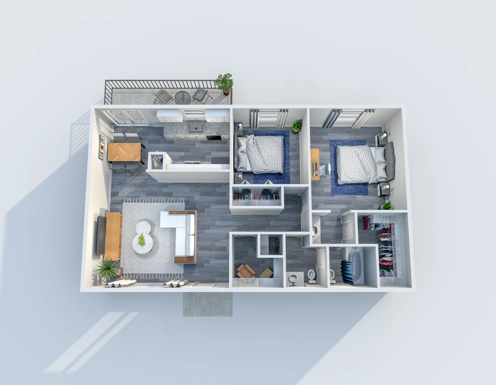 Marina Club — floor plan, Plan B2 · 2 bed · 1.5 baths · 950 sq ft