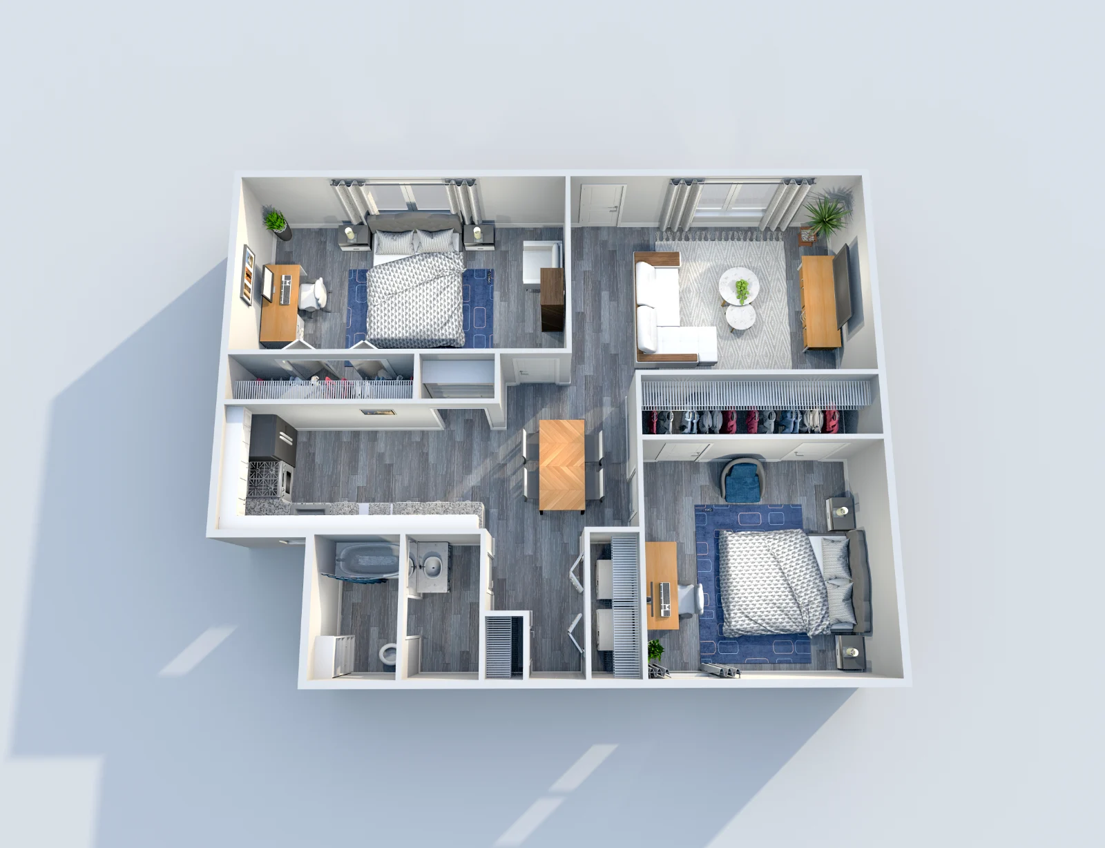 Marina Club — floor plan, Plan B5 · 2 bed · 1 bath · 1,050 sq ft