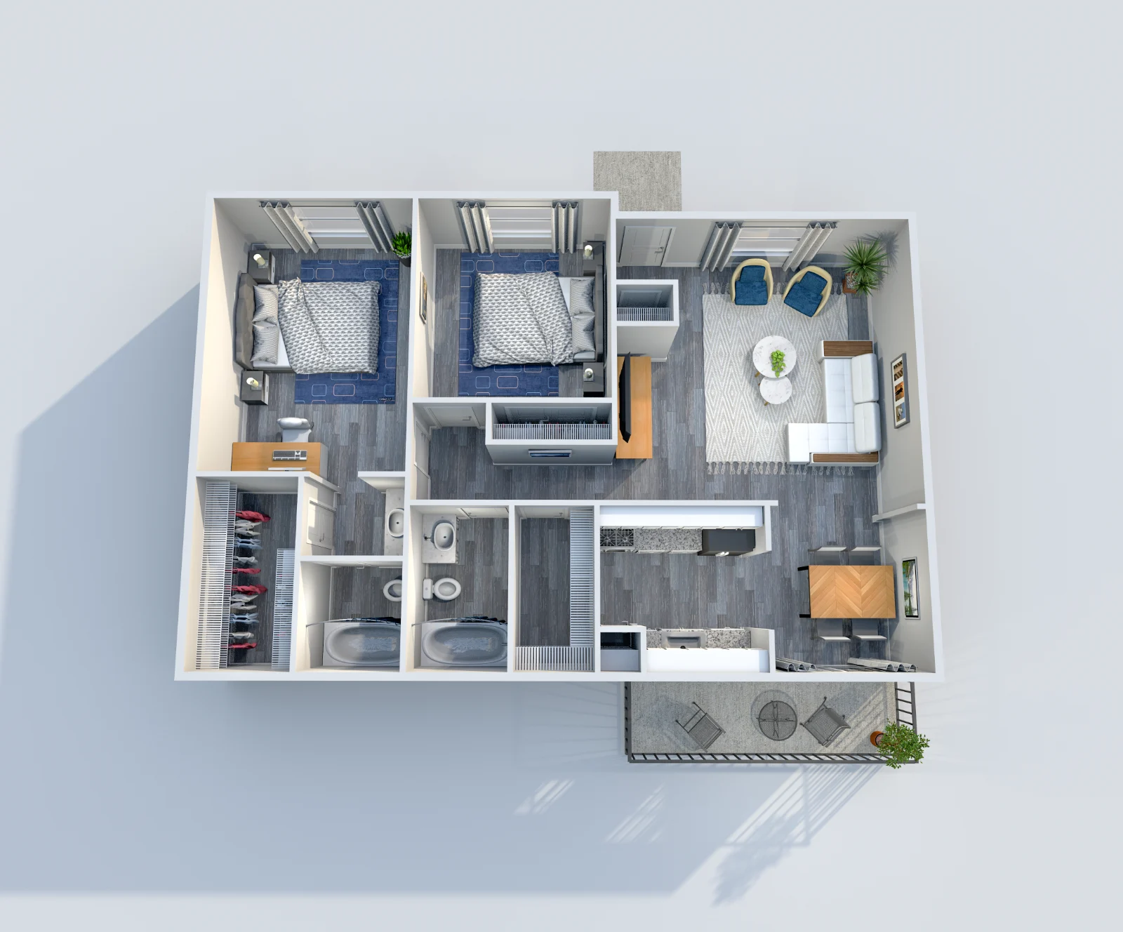 Marina Club — floor plan, Plan B6 · 2 bed · 2 baths · 1,110 sq ft